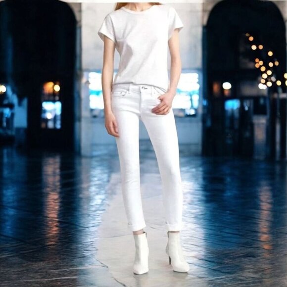 NWT Rag & Bone The Dre Boyfriend Skinny Jeans in Aged Bright White SZ 30 - Picture 1 of 10